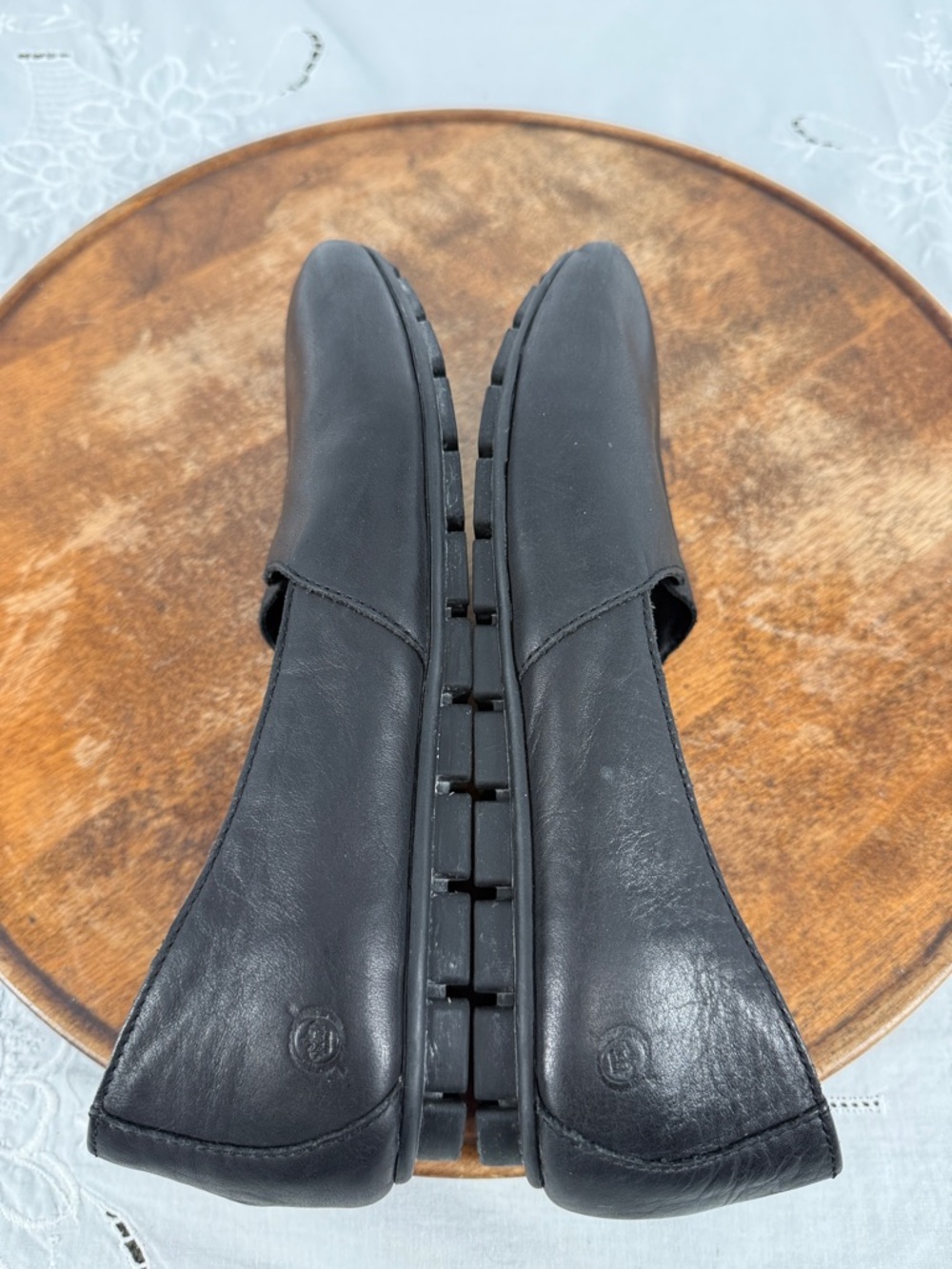 Born Shoes Wm 9M Sebra Black Leather Slip On Loafer Flat Comfort Flexible - Picture 8 of 12